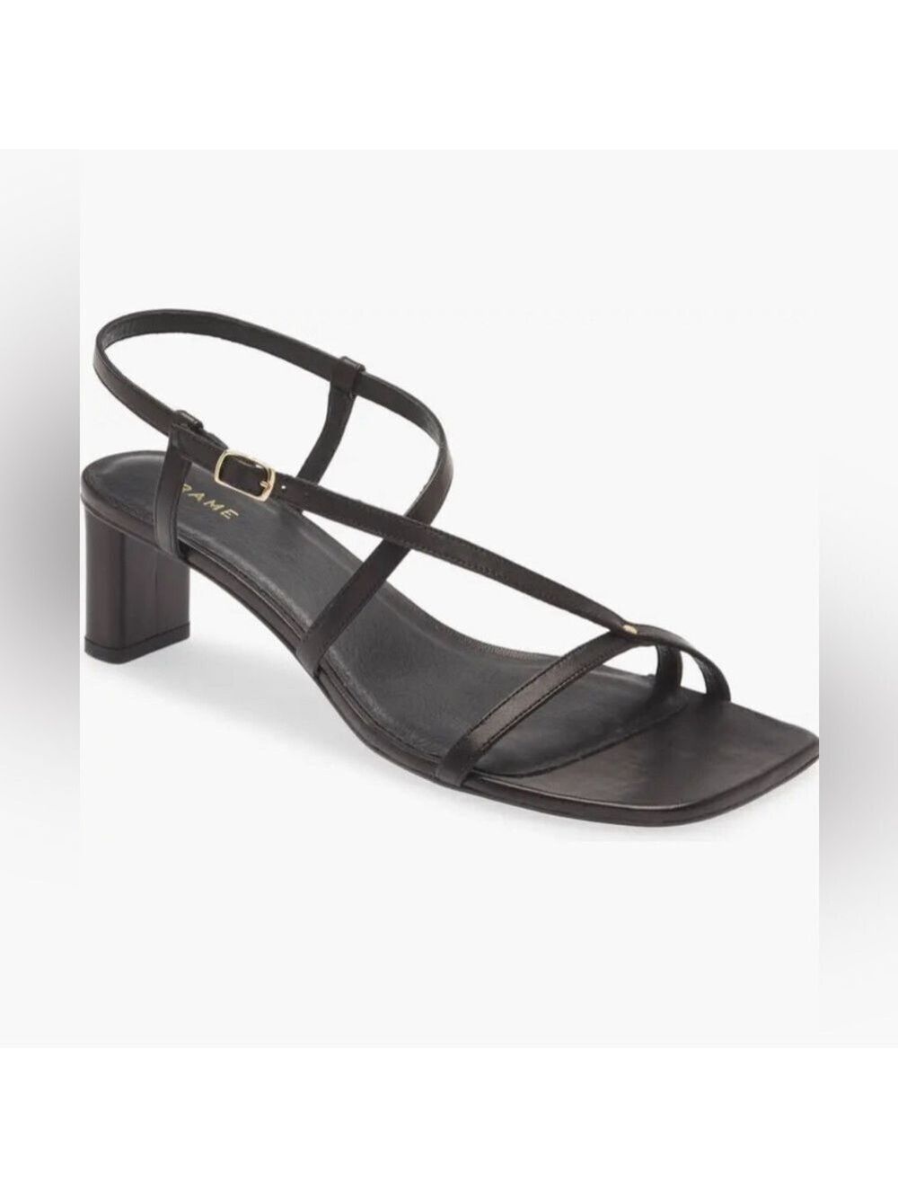 Frame Le Braxton Strappy Leather Black Sandal Square Toe Women EUR 39.5 US 9 - Picture 6 of 15
